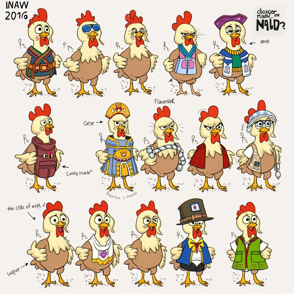 Concept art for new Chicken Road characters